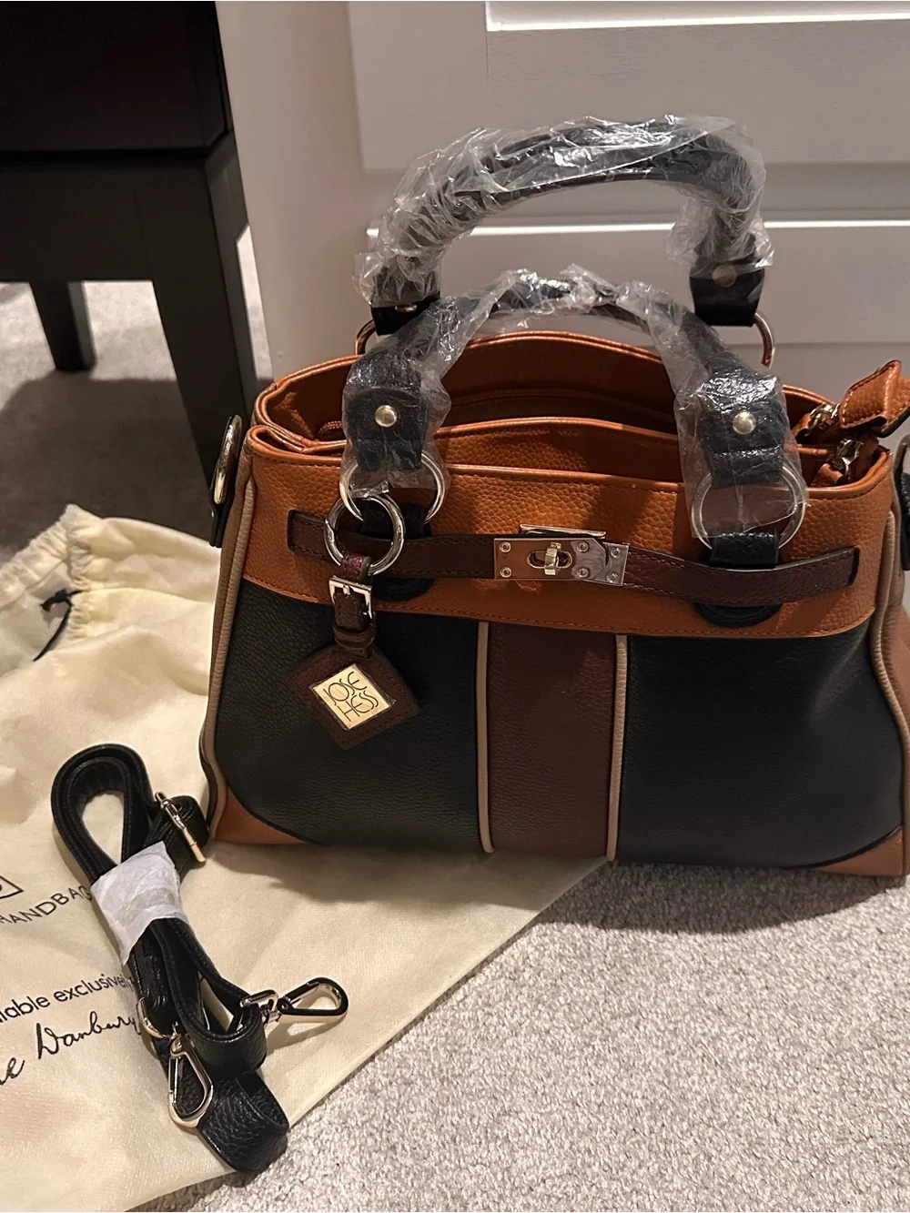 Jose Hess Two-Tone Women’s Satchel in Black and Brown